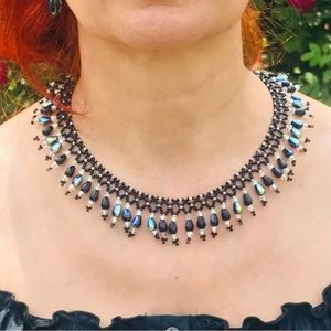 Handmade crystal fringe necklace